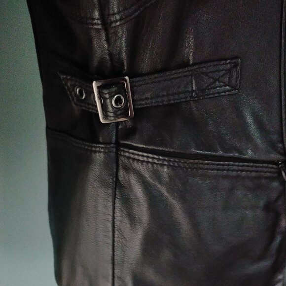 Black Leather Moto-Style Jacket - Picture 9 of 12